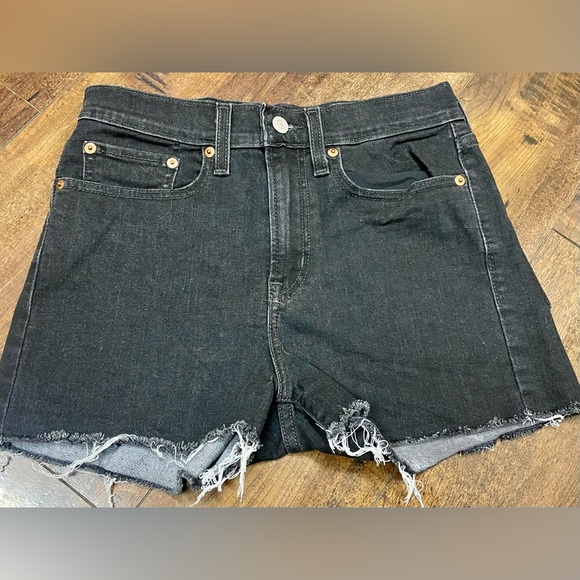 Levis Black Denim High Rise Women's Shorts - Picture 2 of 3